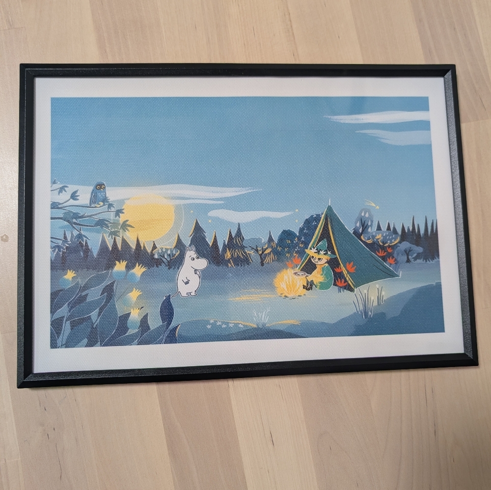 Framed Moomin & Snufkin Canvas Print Camping 20x30cm Poster